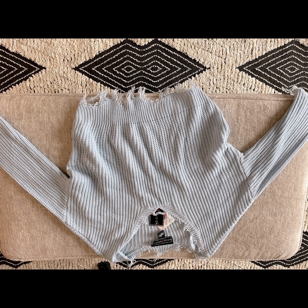 Baby Blue distressed Sweater size Small